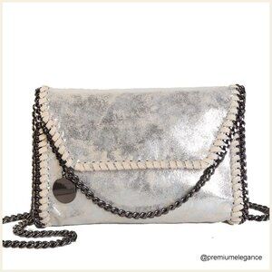 Soft Leather Quilted Crossbody Bag with Chain Strap for Women